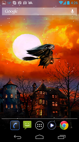 Download Live Wallpaper Halloween: Fröhliche Hexen für Android 9 kostenlos.