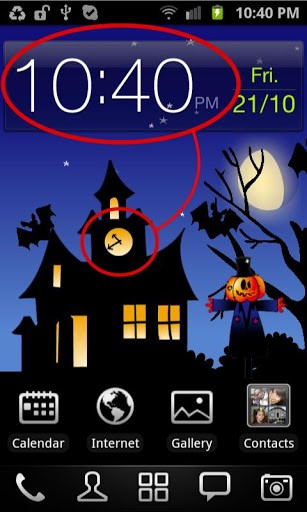 Download Mit Uhr Live Wallpaper Halloween: Welt in Bewegung für Android kostenlos.