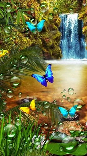 Android Hintergrundbilder Wasserfall im Dschungel  kostenlos auf den Desktop herunterladen. 