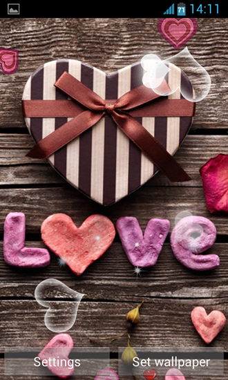 Download Feiertage Live Wallpaper Herzen der Liebe für Android kostenlos.