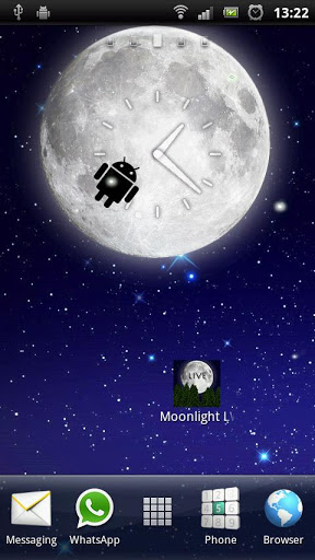 Download Mit Uhr Live Wallpaper Mondlicht für Android kostenlos.