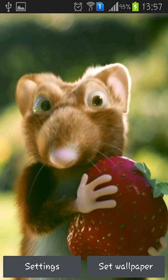 Download Live Wallpaper Maus mit Erdbeeren für Android 9 kostenlos.