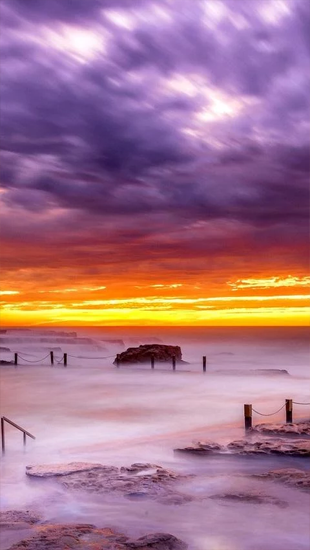 Android Hintergrundbilder Ozean und Sonnenuntergang  kostenlos auf den Desktop herunterladen. 