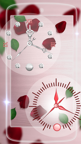Android Hintergrundbilder Uhr mit Blumen  kostenlos auf den Desktop herunterladen. 