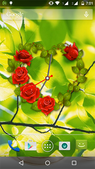 Download Blumen Live Wallpaper Rosenuhr für Android kostenlos.