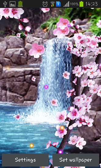 Kostenlos Live Wallpaper Sakura: Wasserfall für Android Smartphones und Tablets downloaden.