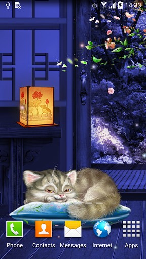 Download Tiere Live Wallpaper Schlafendes Kätzchen für Android kostenlos.