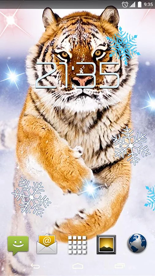 Kostenlos Live Wallpaper Schnee Tiger für Android Smartphones und Tablets downloaden.