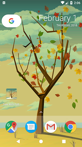 Android Hintergrundbilder Baum mit Fallenden Blättern  kostenlos auf den Desktop herunterladen. 