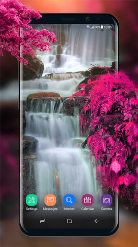 Android Hintergrundbilder Wasserfall und Schwan  kostenlos auf den Desktop herunterladen. 