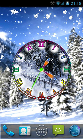Download Mit Uhr Live Wallpaper Winter Schneeuhr für Android kostenlos.