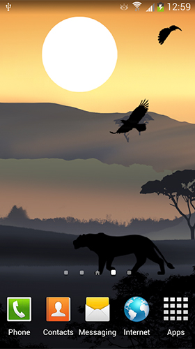 Bildschirm screenshot Afrikanischer Sonnenuntergang  für Handys und Tablets.
