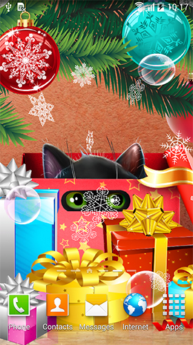 Bildschirm screenshot Weihnachtskatz  für Handys und Tablets.