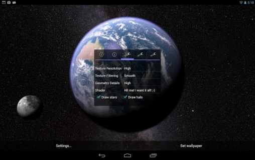 Android Hintergrundbilder Erde und Mond im Gyroskop 3D kostenlos auf den Desktop herunterladen. 