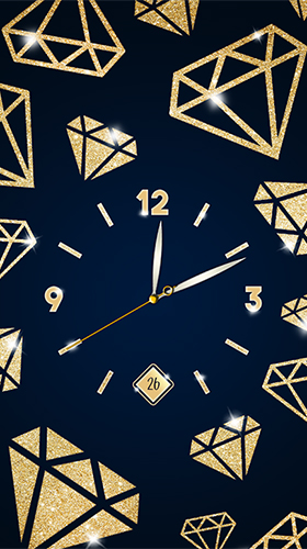 Bildschirm screenshot Uhr mit Gold und Diamanten  für Handys und Tablets.