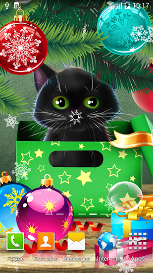 Android Hintergrundbilder Kätzchen an Weihnachten kostenlos auf den Desktop herunterladen. 