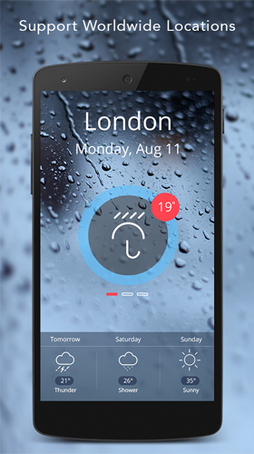 Bildschirm screenshot Live Wetter  für Handys und Tablets.