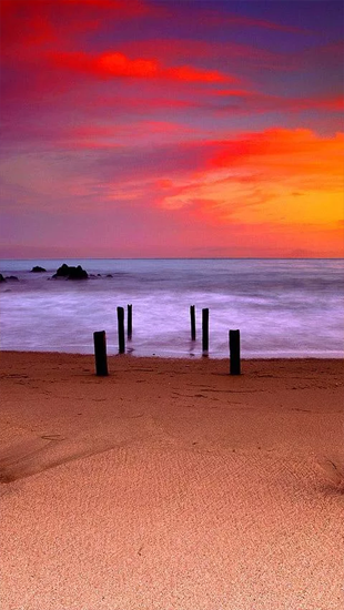 Bildschirm screenshot Ozean und Sonnenuntergang  für Handys und Tablets.