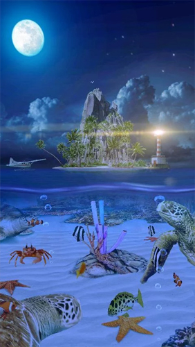 Bildschirm screenshot Ozean Aquarium 3D: Insel der Schildkröten  für Handys und Tablets.