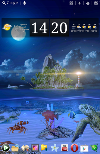 Android Hintergrundbilder Ozean Aquarium 3D: Schildkröteninsel kostenlos auf den Desktop herunterladen. 