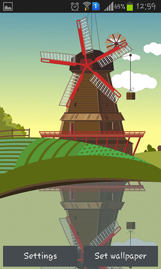 Android Hintergrundbilder Windmühle und Teich kostenlos auf den Desktop herunterladen. 
