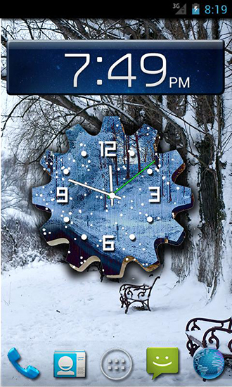 Android Hintergrundbilder Winter Schneeuhr kostenlos auf den Desktop herunterladen. 
