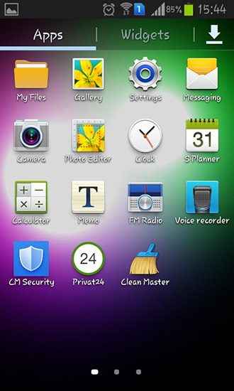 Bildschirm screenshot Auralichter für Handys und Tablets.