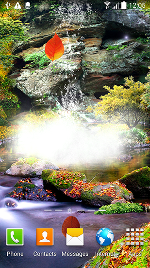 Bildschirm screenshot Herbstlicher Wasserfall 3D für Handys und Tablets.