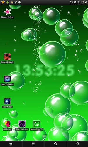 Bildschirm screenshot Blasen und Uhr für Handys und Tablets.
