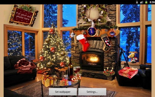 Bildschirm screenshot Weihnachtlicher Kamin für Handys und Tablets.