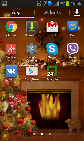 Bildschirm screenshot Kamin bei Neujahr 2015 für Handys und Tablets.