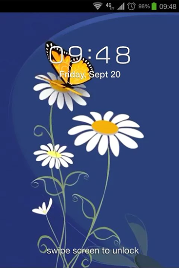 Bildschirm screenshot Blumen und Schmetterlinge für Handys und Tablets.