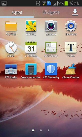 Bildschirm screenshot Gionee für Handys und Tablets.