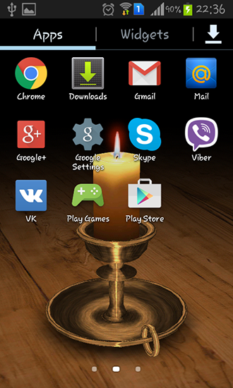 Bildschirm screenshot Brennende Kerze 3D für Handys und Tablets.