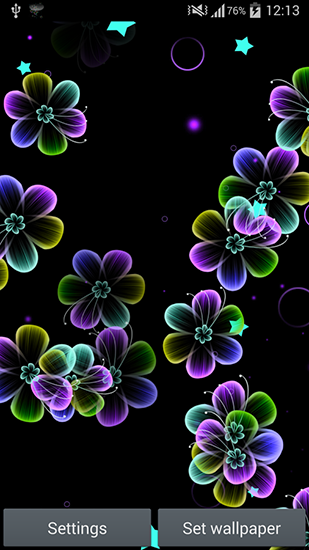Bildschirm screenshot Neon Blumen für Handys und Tablets.