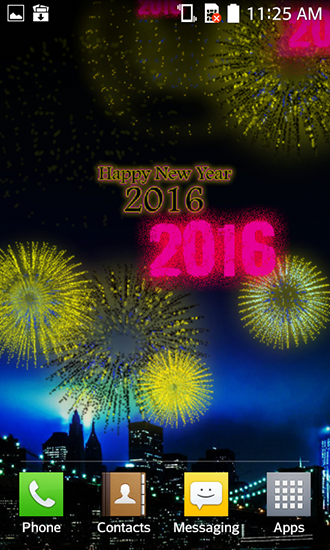 Bildschirm screenshot Neujahrs-Feuerwerk 2016 für Handys und Tablets.