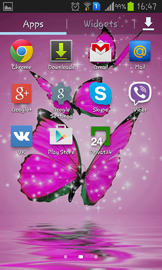 Bildschirm screenshot Pinker Schmetterling für Handys und Tablets.