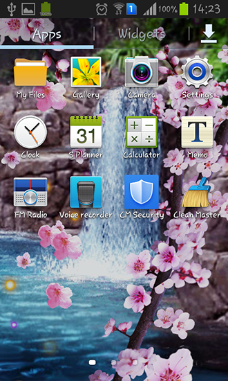 Bildschirm screenshot Sakura: Wasserfall für Handys und Tablets.