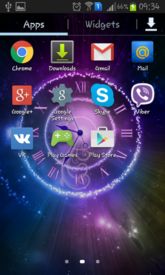 Bildschirm screenshot Strahlende Uhr für Handys und Tablets.
