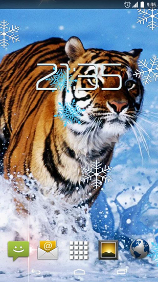 Bildschirm screenshot Schnee Tiger für Handys und Tablets.