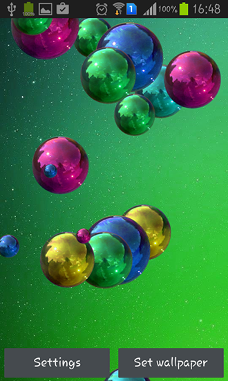 Bildschirm screenshot Weltraumblasen für Handys und Tablets.