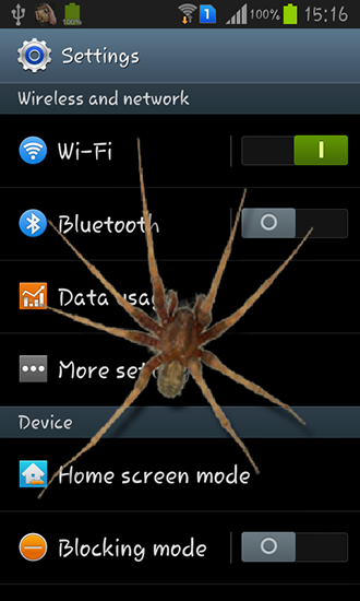 Bildschirm screenshot Spinne im Smartphone für Handys und Tablets.