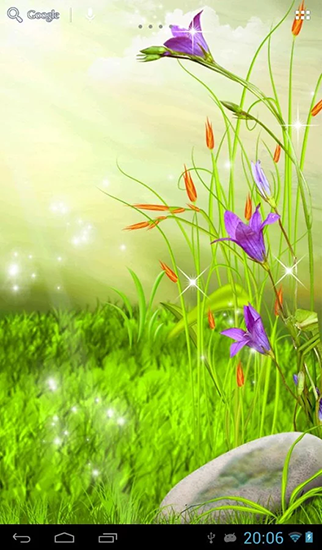 Bildschirm screenshot Funkelnde Blumen für Handys und Tablets.