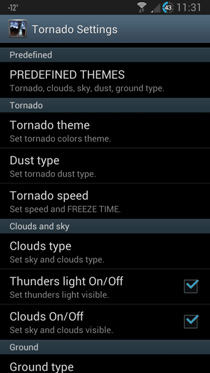 Bildschirm screenshot Tornado 3D für Handys und Tablets.