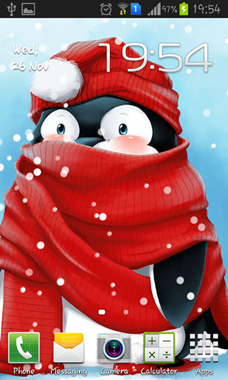 Bildschirm screenshot Winter Pinguin für Handys und Tablets.