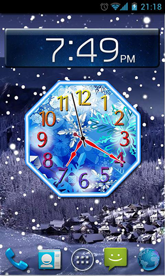 Bildschirm screenshot Winter Schneeuhr für Handys und Tablets.