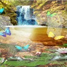 Neben Live Wallpapern für Android Navagio Strand kannst du die apk des Hintergrunds Wasserfall im Dschungel  gratis herunterladen.