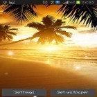 Neben Live Wallpapern für Android Niedliche Katze  kannst du die apk des Hintergrunds Sonnenuntergang am Strand gratis herunterladen.