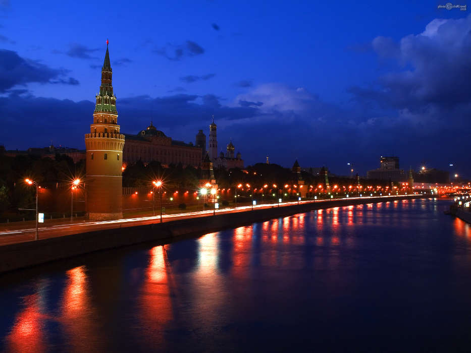 Landschaft,Städte,Flüsse,Übernachtung,Moskau