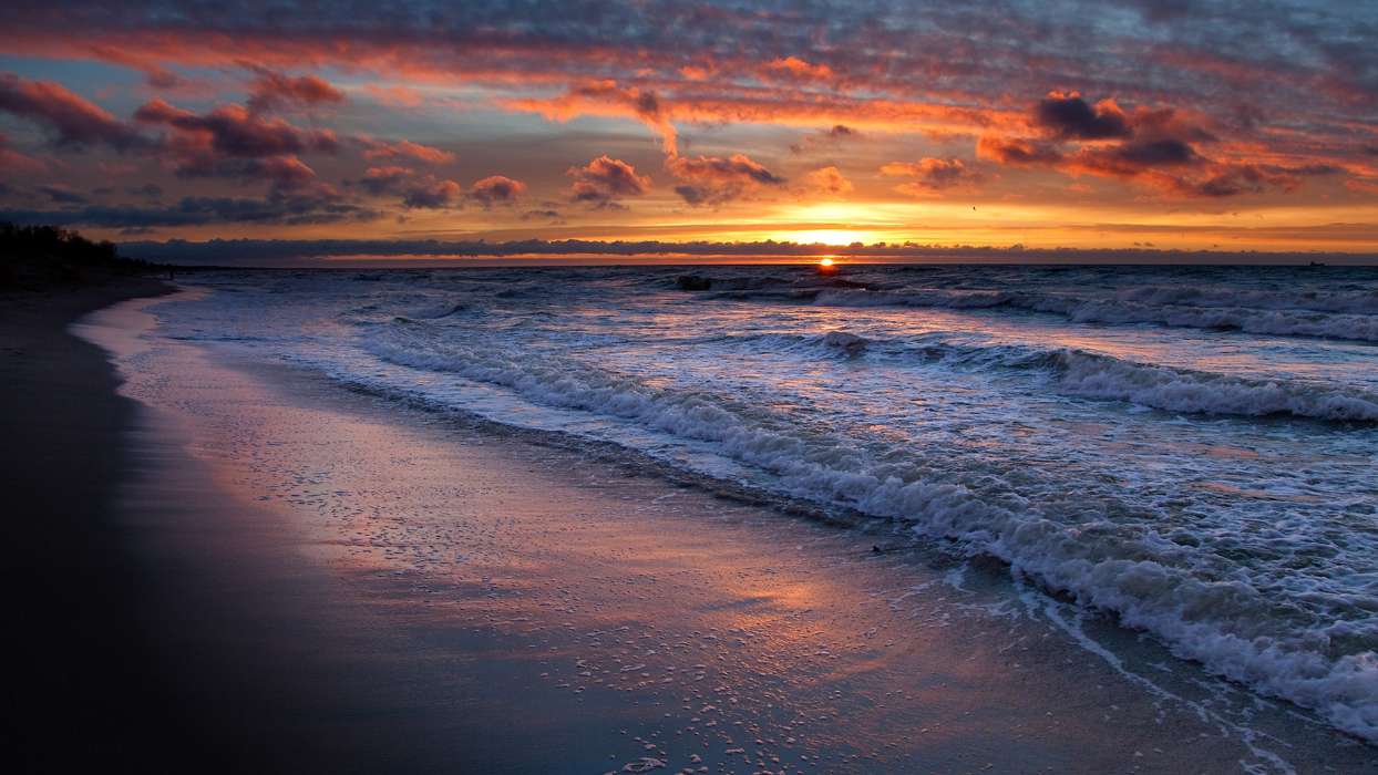 Landschaft,Sunset,Sea,Clouds,Strand